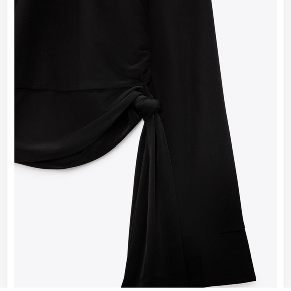 ZARA Belted Mock Neck Blouse! Size :small NWT - Picture 4 of 5